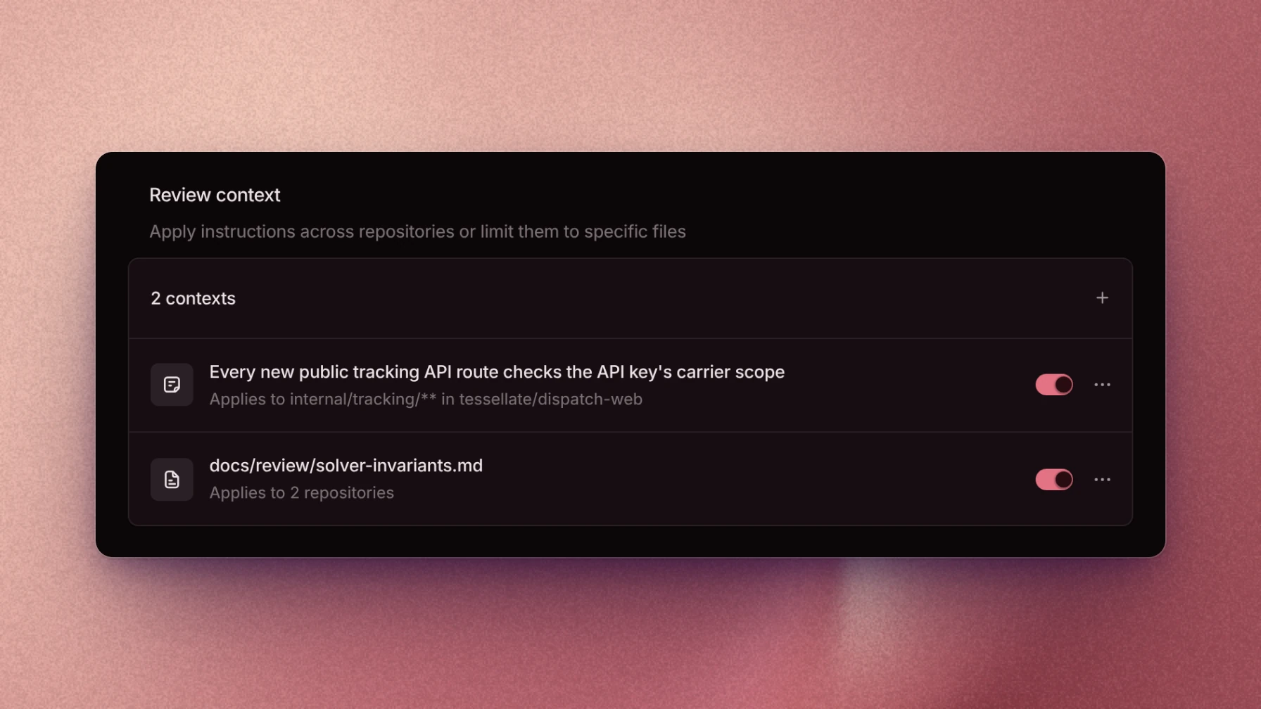 Review context with a rule and a repository file