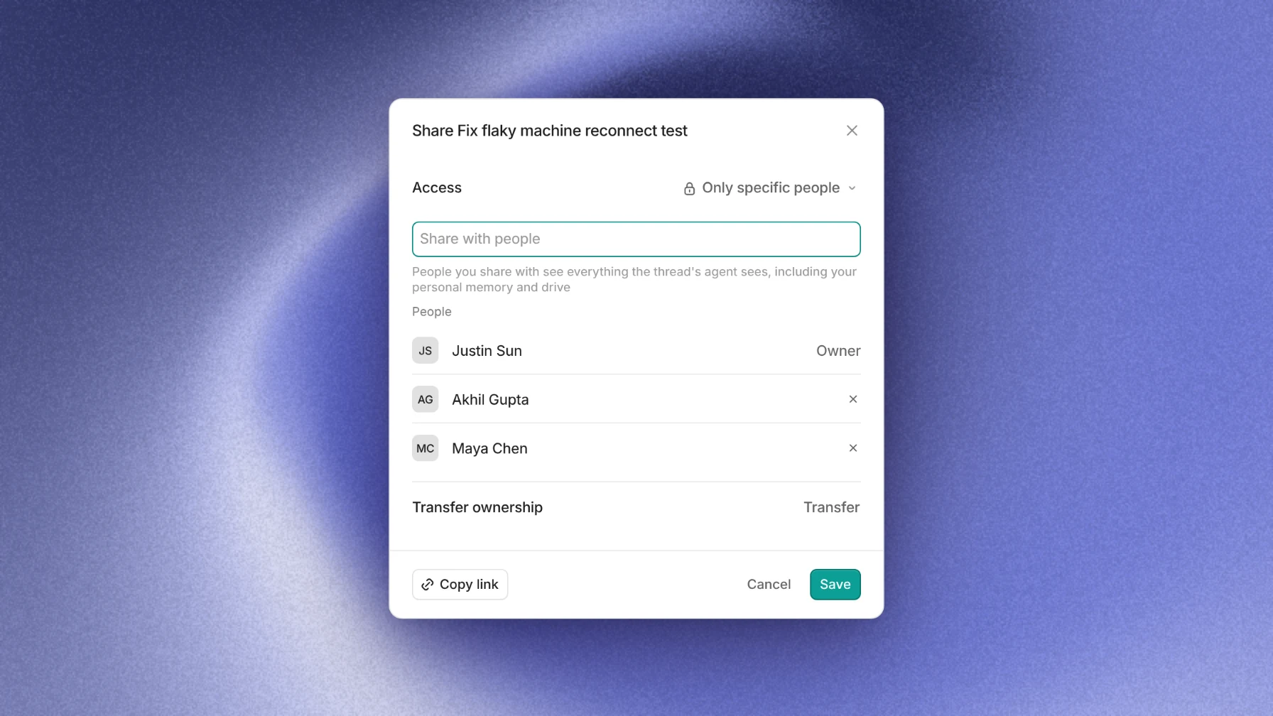 Private threads and projects